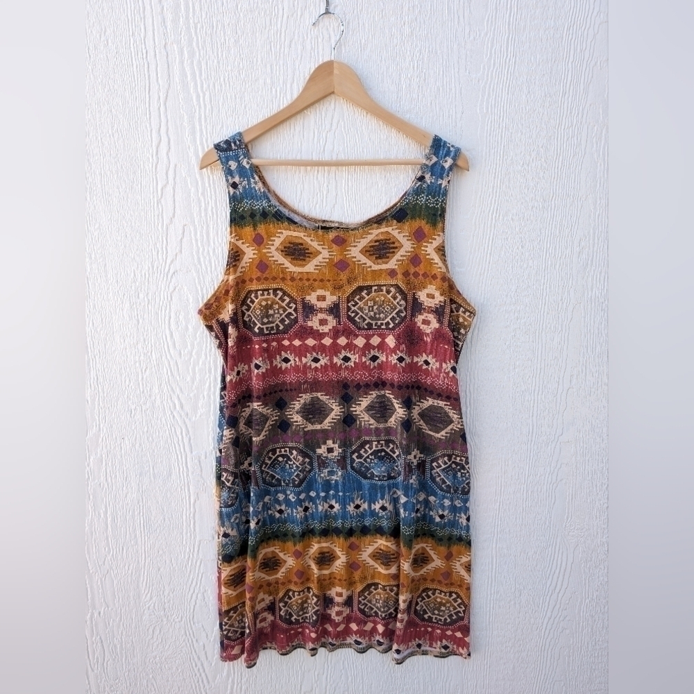 Vintage Molly Malloy Tribal Geometric Sleeveless Dress With Pockets Size 14